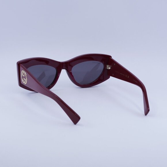 ?️ New Gucci GG1843S 006 Sunglasses - Shiny Black/Burgundy Frame, Grey Lenses main image 7